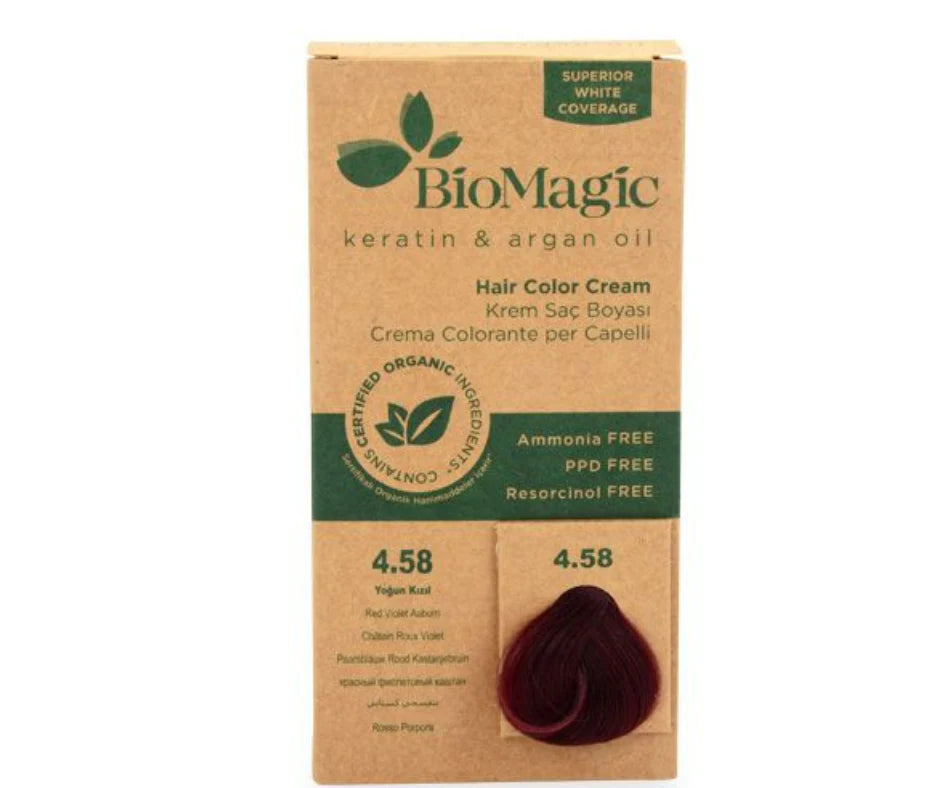 Vopsea De Par Fara Amoniac BioMagic 4.58 Red Violet Auburn - BioAs