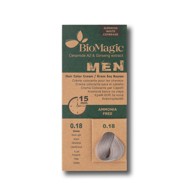 Vopsea De Par Fara Amoniac Pentru Barbati  BioMagic Men  0.18 Silver Light
